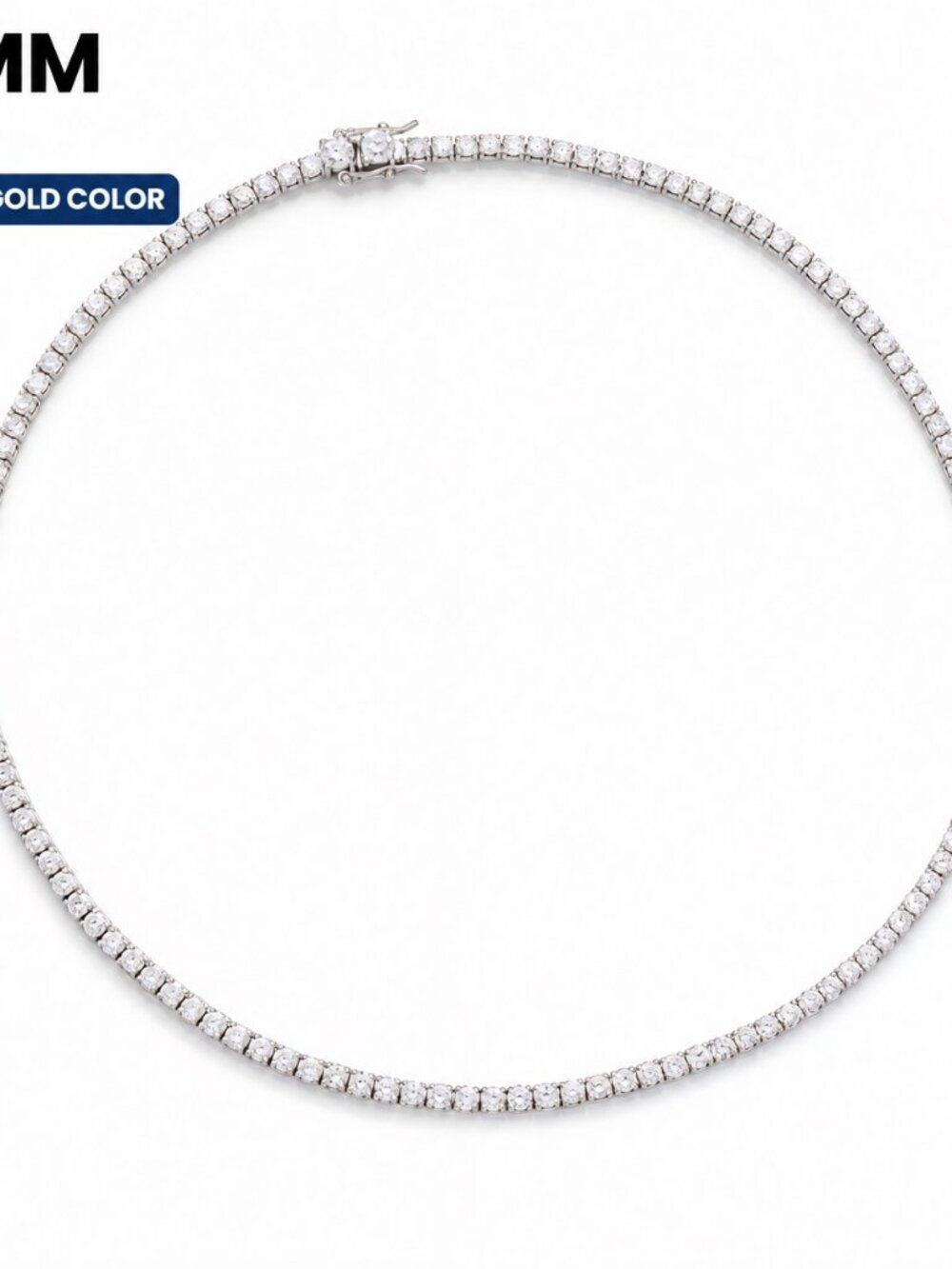LEKANI 3mm Moissanite Tennis Necklace S925 Silver 24 in
